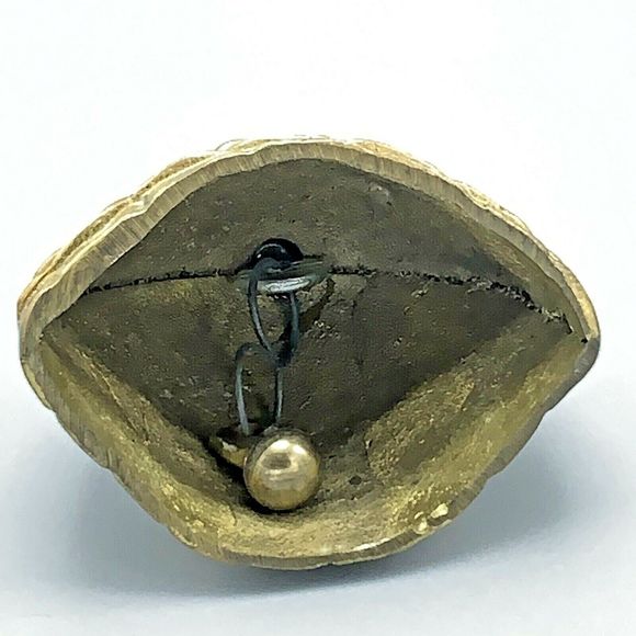 Vintage Brass Bell Southern Belle Lady Holding Basket of Flowers Crinoline Dress - Picture 9 of 9